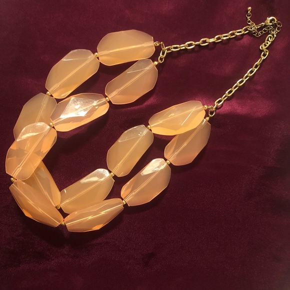 Chunky Opaque Pink Orange Beaded Necklace - Picture 2 of 3